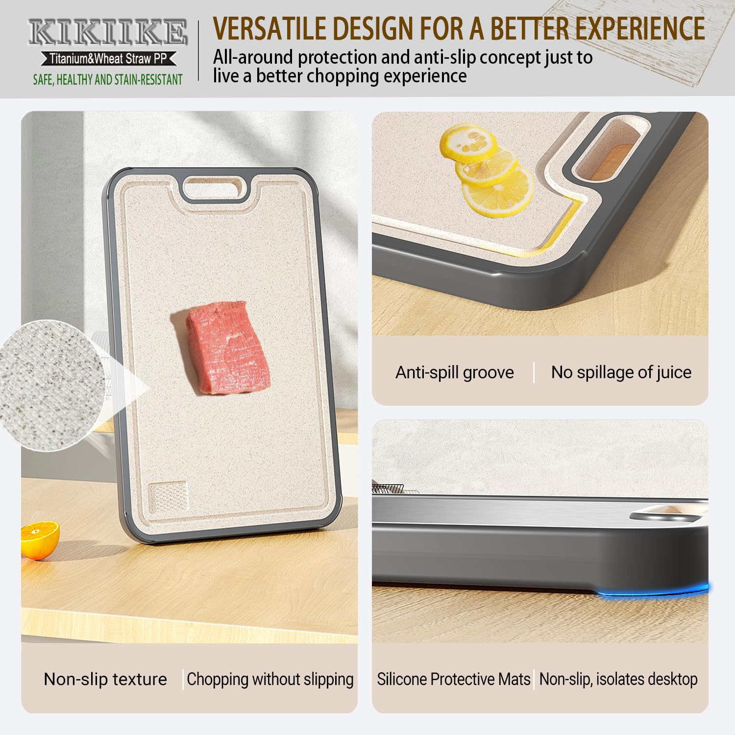 Titan-Schneidebrett, doppelseitig, reines Titan, Schneidebretter für die Küche, lebensmittelecht, antihaftbeschichtet, langlebig und leicht zu reinigen